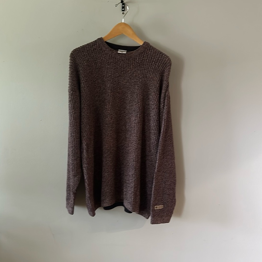 Vintage Columbia Knit Sweater Heather Marroon Mens XL Cotton